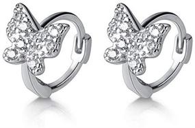 img 4 attached to 🦋 Dainty CZ Butterfly Tiny Cartilage Hoop Earrings: 925 Sterling Silver Cubic Zirconia Small Petite Huggie Hoops for Women & Girls - Fashionable, Cute Jewelry!