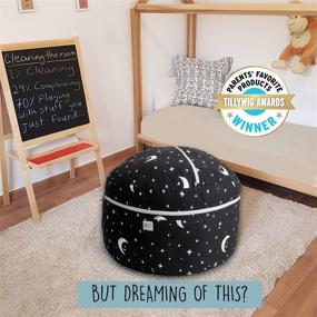 img 2 attached to 🪑 XL Jumbo Ottoman and Stuffed Animal Storage: 2-in-1 Bean Bag Organizer for Soft Toys, Plush Toys, Linens, Pillows - 300L/80 Gal, 42" (Starry Night)