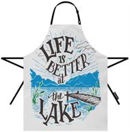 🏔️ moslion lake apron: 31x27 inch quote mountains cloud bridge - enhance your kitchen experience with this stylish apron for women, men, and girls логотип