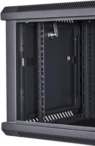 img 2 attached to 🗄️ KENUCO Deluxe IT Wall Mount Cabinet: Fully Assembled 23.5-Inch Server Network Rack with Locking Tempered Glass Door