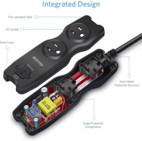 img 1 attached to 🔌 Бестек MRJ2001 USB сетевой фильтр: Компактная 2-розеточная путешественная полоса питания с двумя умными портами USB для зарядки и усиленным кабелем - идеальное решение для дома, офиса и путешествий!