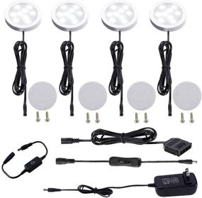 img 4 attached to 🔦 AIBOO LED Puck Lights Kit for Under Cabinet - Touch Dimming Switch, Daylight White, Perfect for Ambiance, Atmosphere, and Night Lighting (Set of 4 Lights)