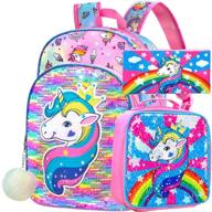 🦄 magical unicorn sequin backpacks with lunch compartment логотип