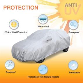 img 3 attached to 🚗 uxcell XXL Silver Tone Car Cover - Weatherproof, Waterproof, Scratch Resistant, Rain & Snow Resistant, Heat Resistant, Mirror Pocket, Outdoor Protection - 170T