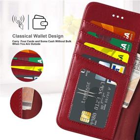 img 2 attached to 👛 Arae Wallet Case for iPhone XR - Stylish Wine Red Flip Case with Stand, Wrist Strap, and 4-Slots for ID & Credit Cards - 6.1 inch PU Leather Cover