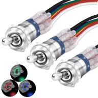 🚤 daiertek waterproof toggle switch 12v led lighted toggle switch ip67 12 volt rgb (red green blue) 16mm pre-wired for car boat marine - pack of 3 logo