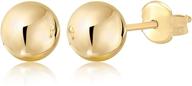 highly polished gold round ball stud earrings - shiny finish logo