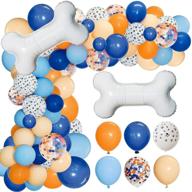 🎈 bluey theme party balloon garland kit: 117pcs blue orange blush dog paw balloon arch with bone shaped foil balloons for kids bluey theme birthday baby shower party decorations logo