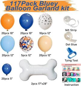 img 1 attached to 🎈 Bluey Theme Party Balloon Garland Kit: 117Pcs Blue Orange Blush Dog Paw Balloon Arch with Bone Shaped Foil Balloons for Kids Bluey Theme Birthday Baby Shower Party Decorations