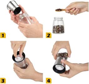 img 1 attached to 🧂 Adjustable Stainless Steel Spice Ceramic Grinders Set - Salt and Pepper Mill Shaker for Kitchen Table - Stainless Steel Color