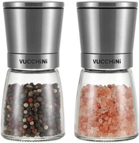 img 4 attached to 🧂 Adjustable Stainless Steel Spice Ceramic Grinders Set - Salt and Pepper Mill Shaker for Kitchen Table - Stainless Steel Color