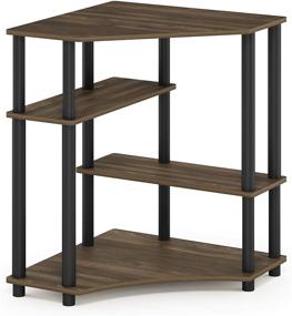 img 4 attached to 🖥️ FURINNO Turn-N-Tube Columbia Walnut/Black Corner Desk - Space-Saving Design