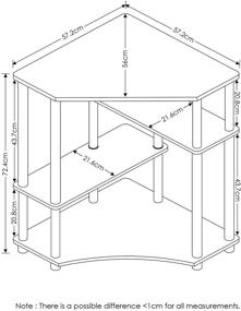 img 3 attached to 🖥️ FURINNO Turn-N-Tube Columbia Walnut/Black Corner Desk - Space-Saving Design