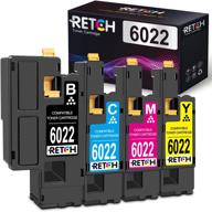 🖨️ high-quality retch laser printer toner cartridges replacement for xerox workcentre 6027 6025 & phaser 6022 6020 (4 pack: 1 black, 1 cyan, 1 magenta, 1 yellow) tray included logo