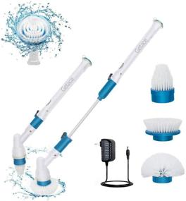 img 4 attached to Electric Spin Scrubber: 360 Cordless Bathroom Scrubber for Efficient Cleaning – Replaceable Cleaning Brush Heads and Extension Handle for Tub, Tile, Floor, Wall, Shower, Bathtub, and Kitchen