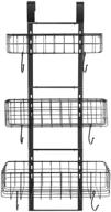 🚪 black heavy duty iron over the door organizer - detachable 3-basket shelf rack for kitchen and bathroom storage logo