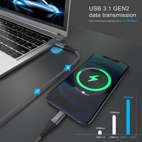 img 2 attached to Кабель Lyare 100 Вт 5А быстрой зарядки 3Pack (6Ft) USB C к USB C кабель типа C Зарядное устройство C Тип серый нейлоновая оплетка для MacBook Pro 2020 19 18".