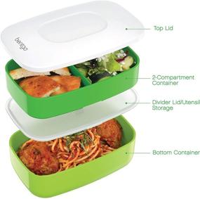 img 2 attached to Bentgo Classic: Green All-in-One Bento Lunch Box with Stackable Containers and Utensils