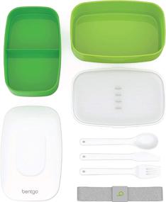 img 1 attached to Bentgo Classic: Green All-in-One Bento Lunch Box with Stackable Containers and Utensils