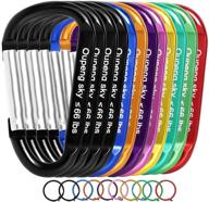 12pcs aluminum carabiner keychain clips - d ring shape nonlocking carabeaner hook buckles, multi-function spring snap key clips tool for home, camping, hiking, traveling, backpacking логотип