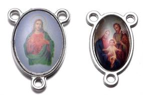 img 1 attached to 📿 40 Sets of Enamel Silver Rosary Charms for DIY Jewelry Making - Complete with Crucifix, Miraculous Jesus, Maria Our Lady Pendants: A544