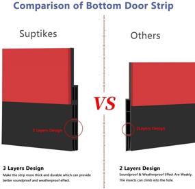 img 3 attached to 🚪 Suptikes Black Door Draft Stopper - 2" x 39" Door Sweep Strip for Exterior/Interior Doors, Soundproofing & Weather Stripping