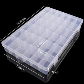 img 3 attached to Outuxed 2pack Clear Plastic Organizer Box with 36 Grids for Jewelry, Crafts, and Fishing Tackle - Adjustable Dividers and Label Stickers Included