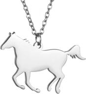 🐴 stainless steel horse necklace - silver gifts for teen girls and women, 18" + 2" horse jewelry logo