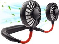🌀 portable neck fan, usb rechargeable wearable cooling head fan - hand free, 3 speed adjustable, 360 degree rotation for traveling, sports, office, reading logo