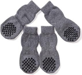 img 4 attached to 🧦 Slip-Free Indoor Wear: Akopawon Anti-Slip Pet Dog Cat Socks for Paw Protection and Traction Control - Set of 4