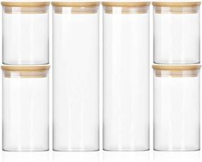 img 3 attached to 🍱 Wennyn Glass Jars for Food Storage: Airtight Canisters for Home and Kitchen Use – BPA Free, Bamboo Lids, 6 Pack