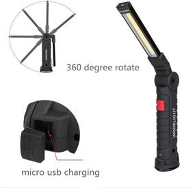 img 3 attached to Coquimbo LED Work Light Set - Rechargeable COB Lights with Magnetic Base, 360° Rotation, 5 Modes for Car Repair, Household, and Outdoor Use (2 Pack, 27x4.5cm)