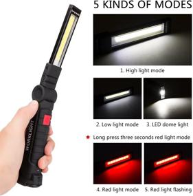 img 1 attached to Coquimbo LED Work Light Set - Rechargeable COB Lights with Magnetic Base, 360° Rotation, 5 Modes for Car Repair, Household, and Outdoor Use (2 Pack, 27x4.5cm)