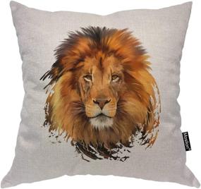 img 4 attached to 🦁 Moslion Lion Pillow Office Decorative Throw Pillow Cover | Lion Head Watercolor Square Cushion Cover | Pillow Cases for Men Women Boys | Sofa Bedroom Living Room | 18"x18", Brown