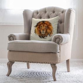 img 2 attached to 🦁 Moslion Lion Pillow Office Decorative Throw Pillow Cover | Lion Head Watercolor Square Cushion Cover | Pillow Cases for Men Women Boys | Sofa Bedroom Living Room | 18"x18", Brown