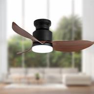 💨 stylish 46'' modern small flush mount ceiling fan: low profile, remote control, matte black finish logo