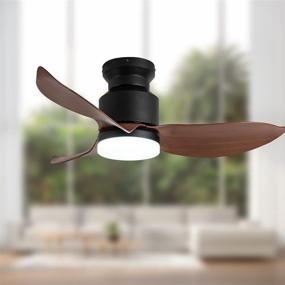 img 4 attached to 💨 Stylish 46'' Modern Small Flush Mount Ceiling Fan: Low Profile, Remote Control, Matte Black Finish