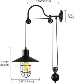 img 3 attached to 🐦 BAYCHEER Industrial Retro Farmhouse Style Lifting Pulley Retractable Adjustable Glass Birdcage Wall Lamp Light Wall Sconce - Ideal for Bedroom, Restaurant, Bar - Black Finish