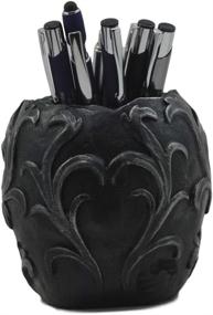 img 1 attached to 🖤 Tribal Tattoo Floral Skull Pen Holder Figurine: A Must-Have Ossuary Skulls Decor for Your Office Desktop