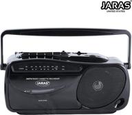 📻 jaras jj-2618 limited edition portable boombox tape cassette player/recorder: unleash vibrant am/fm radio, stereo speakers & headphone jack logo