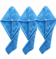 🧖 3-pack of blue microfiber hair drying towel for women - soft shower hair wrap drying cap by mylsmple logo