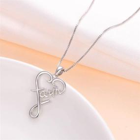 img 2 attached to S925 Sterling Silver Faith Calligraphy Necklace: Inspirational Love Heart Pendant for Women, Girls, Men, Boys - 18 inches