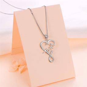 img 3 attached to S925 Sterling Silver Faith Calligraphy Necklace: Inspirational Love Heart Pendant for Women, Girls, Men, Boys - 18 inches