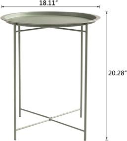 img 3 attached to 🌿 HollyHOME Folding Tray Metal Side Table, Small Round End Table for Sofa, Anti-Rust Waterproof Outdoor or Indoor Snack Table, Accent Coffee Table, Atrovirens - 20.28"H x 18.11"D