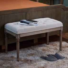 img 2 attached to VONLUCE French Vintage Bench: Elegant Padded Seat with Versatile Design, Ideal for Entryway, Dining, or Bedroom