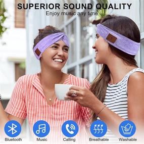 img 2 attached to 🎧 Women's Bluetooth Headband - Wireless Sport Hair Bands with Ultra-Thin HD Stereo Speakers for Music, Beauty, Jogging, Yoga - Perfect Gift