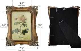 img 2 attached to 🖼️ SIKOO Vintage Picture Frame - Antique Ornate Photo Frame for Home Decor, Photo Gallery, and Art - Tabletop and Wall Hanging with High Definition Glass Front (5x7, Bronze Gold)