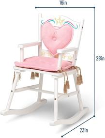 img 2 attached to Wildkin Kids Princess Royal Rocking Chair for Girls, Ideal for Both Big & Little Kids, ❤️ Featuring Padded Backrest & Seat Cushion, Wooden Rocker Measures 23 x 16 x 28 Inches in White