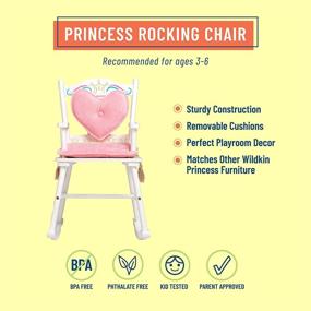 img 3 attached to Wildkin Kids Princess Royal Rocking Chair for Girls, Ideal for Both Big & Little Kids, ❤️ Featuring Padded Backrest & Seat Cushion, Wooden Rocker Measures 23 x 16 x 28 Inches in White