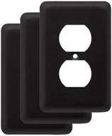 🔌 franklin brass stamped round single duplex outlet wall plate / switch plate / cover, flat black, 3-pack - w10249v-fb-c логотип